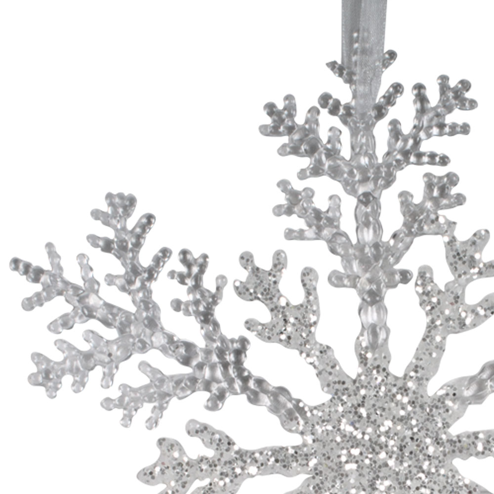 Clear Acrilyc Snowflake With Silver Glitter Centre - 21cm