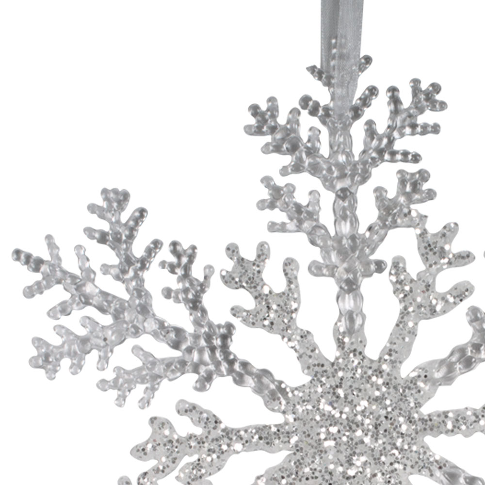 Clear Acrilyc Snowflake With Silver Glitter Centre - 32cm