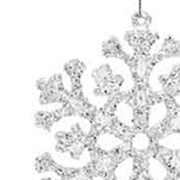 6 Point Acrylic Snowflake Hanging Decoration With Silver Glitter - 12.5cm