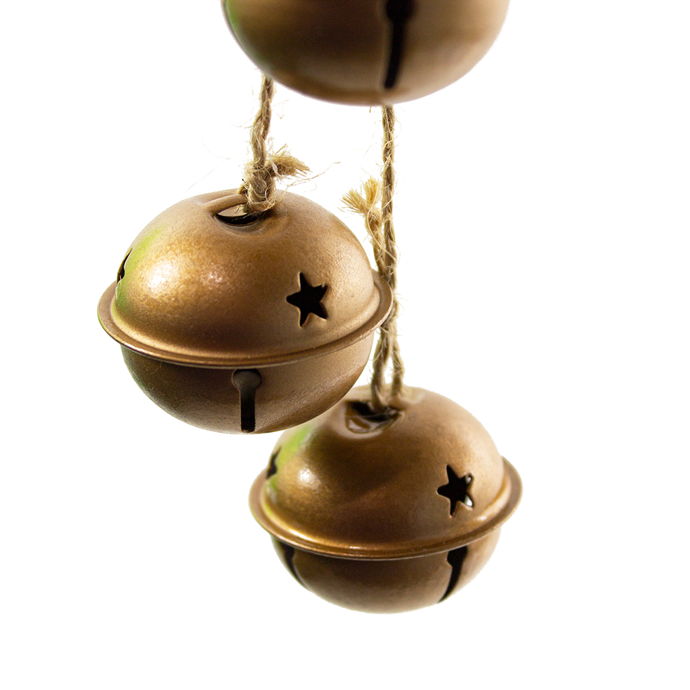 Golds Bells With Star Shape Hanging Decoration - 27cm
