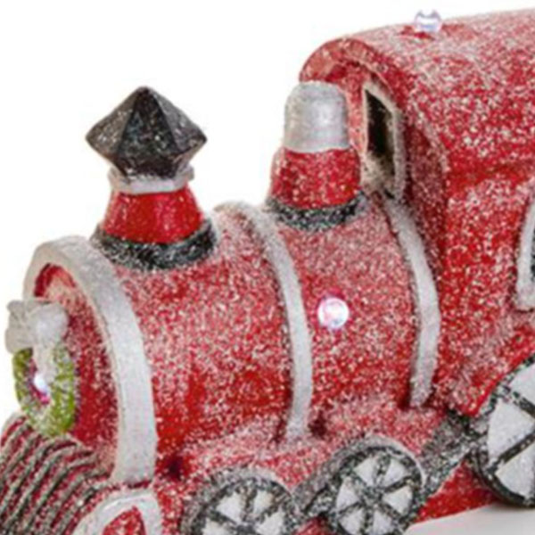 Red Train Ornament With Battery Operated Lights And Music - 28cm X 46cm