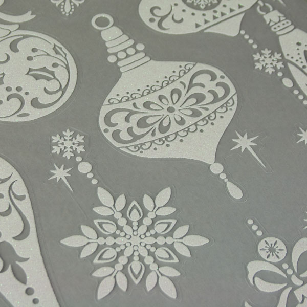 White Glittering Snowflake & Bauble Wall Stickers