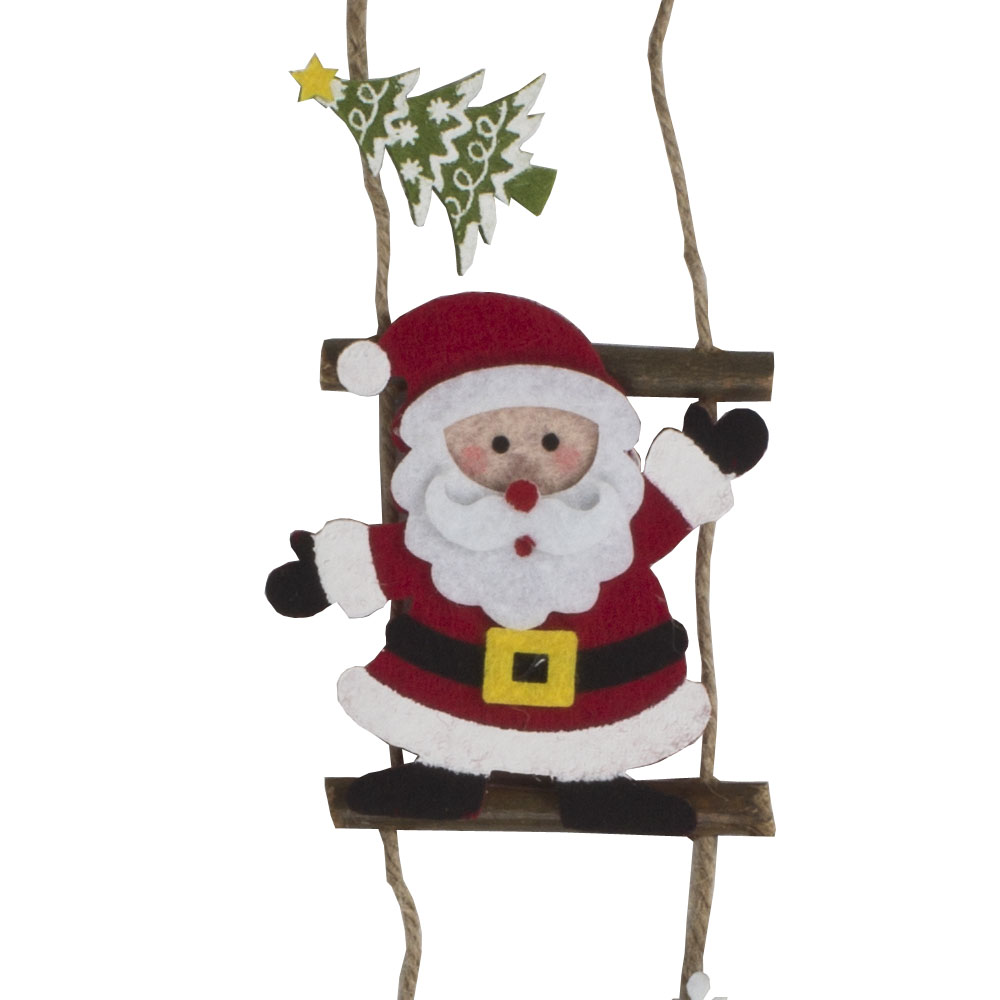 Wooden Santa Character On Ladder Room Decoration - 55cm