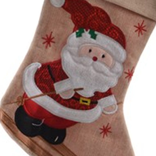 Cute Santa Character Fabric Christmas Stocking - 45cm