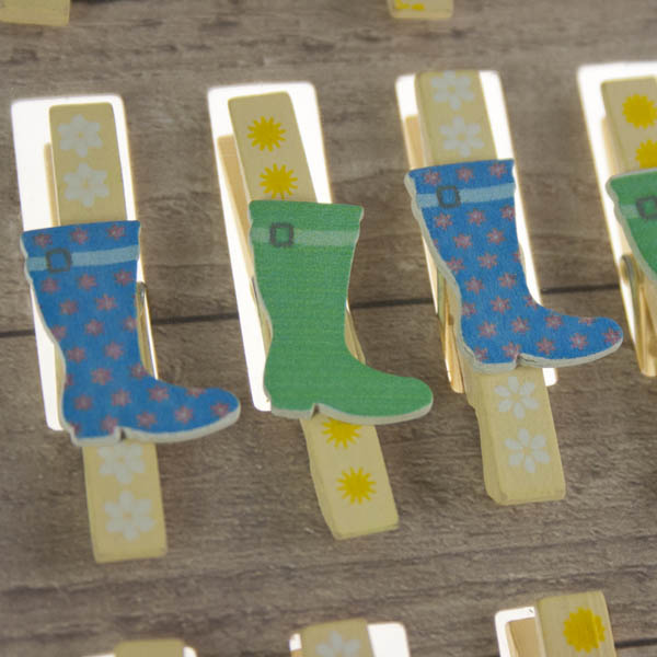 Talking Tables Pack Of 12 Mini Wooden Welly Pegs
