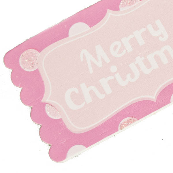 Gisela Graham Pastel Wooden ''Merry Christmas'' Gift Tag - 10cm