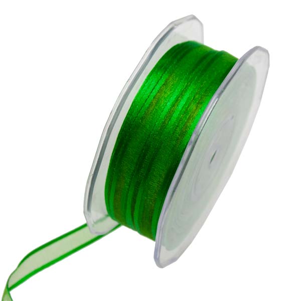 Apple Green Organza Satin Edge Ribbon - 10mm X 50m