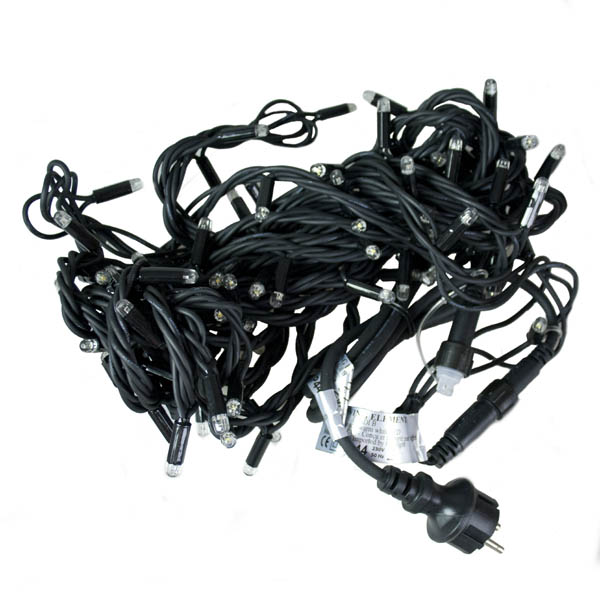 Festilight 10m Length Of 100 Indoor & Outdoor Warm White Connectable Animatable LED String Lights On Black Rubber Cable