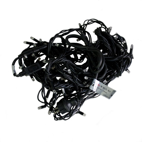 Festilight 10m Length Of 100 Indoor & Outdoor Connectable Flashing Warm White LED String Lights On Black Rubber Cable
