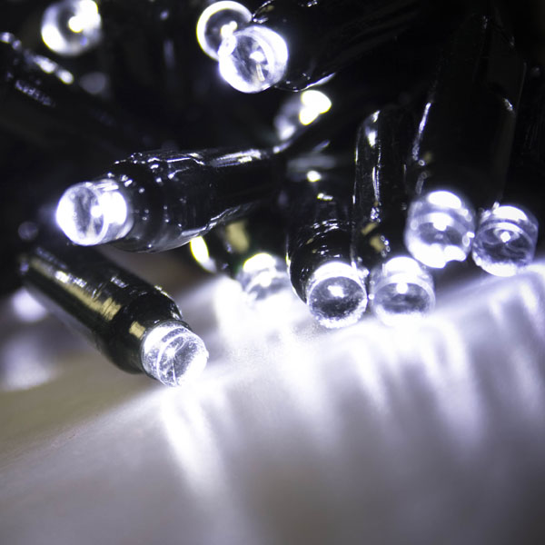 Idolight 24v LED STRING Light - White LED - 50m Black Cable - Static