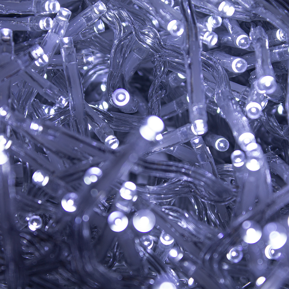 12.4m Length of 960 White LEDs Multi Action Indoor & Outdoor Premier Cluster Lights Clear Cable