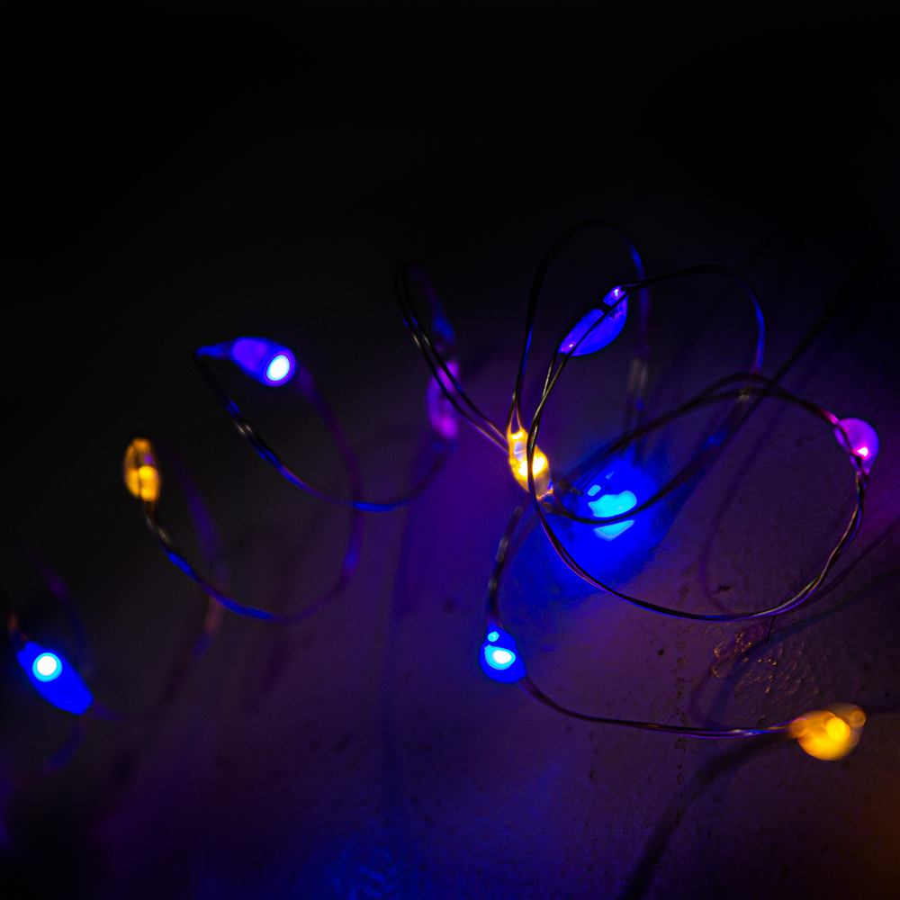 Premier 2.4m Length Of 50 Rainbow Outdoor Battery Operated Multiaction Micro LED Fairy Lights With Timer On Silver Wire