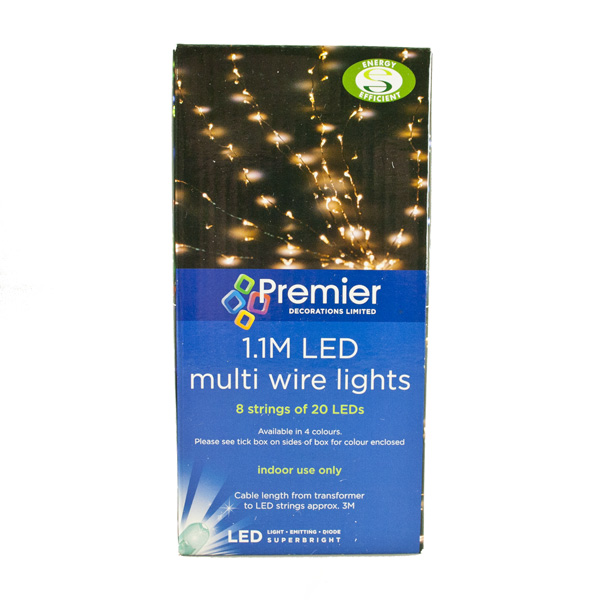 Premier 1.1m Length Of 160 Indoor Static LED Flower Lights On Fine Silver Wire