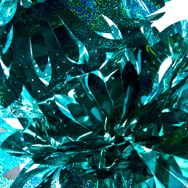 Turquoise Laser/Ice Blue/Silver 30cm x 37cm 2 Tier Rosette Pendant Foil Hanging Decoration