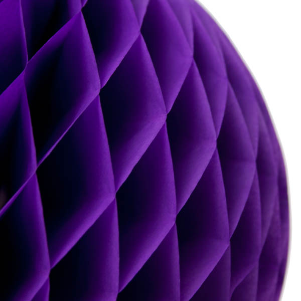 Purple Flame Resistant Honeycomb Paper Ball Hanging Decoration - 20cm
