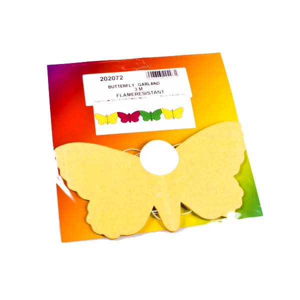 Yellow/Orange/Green Butterfly Flame Retardant Paper Garland - 4m