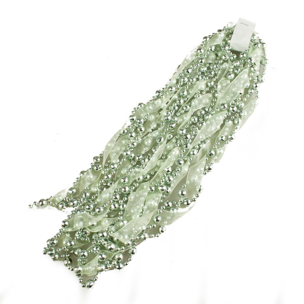 Pale Mint Bead And Ribbon Garland - 2.7m