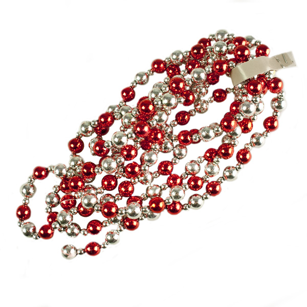 Christmas Red & Silver Bead Garland - 2.4m