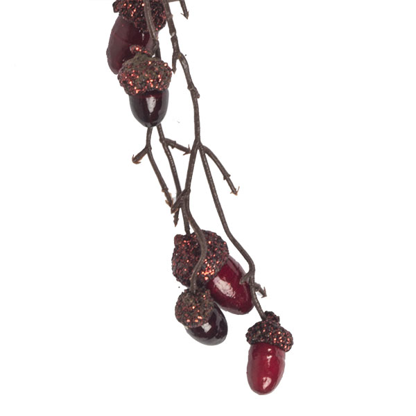 Red Acorn & Natural Pinecone Garland - 110cm