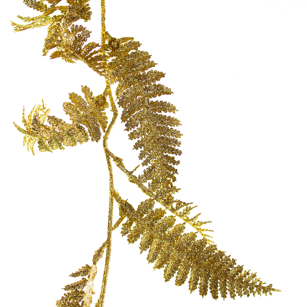 Gold Fern Leaf Garland With Glitter Finish - 180cm