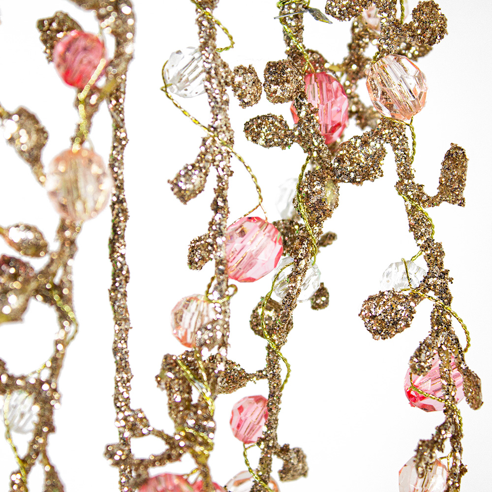 Pink Decorative Acrylic Glitter Bead Garland - 120cm
