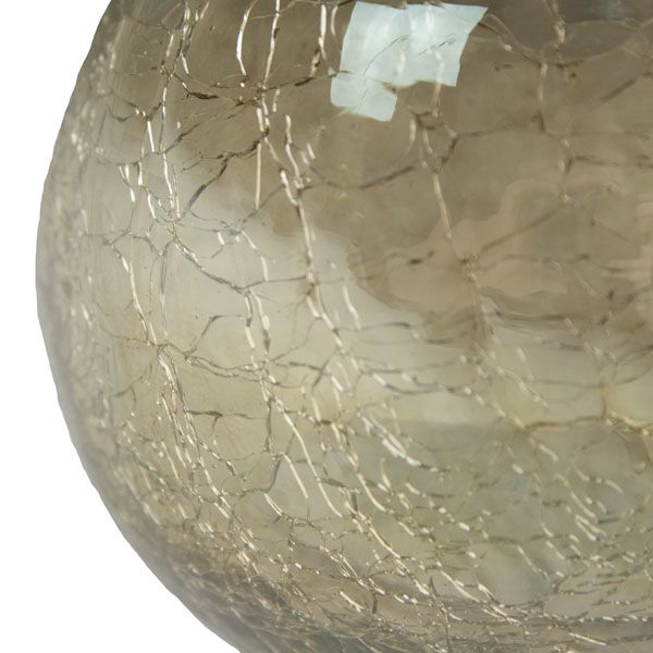 Gold Crackle Glass Round Tealight Holder - 8cm X 6cm