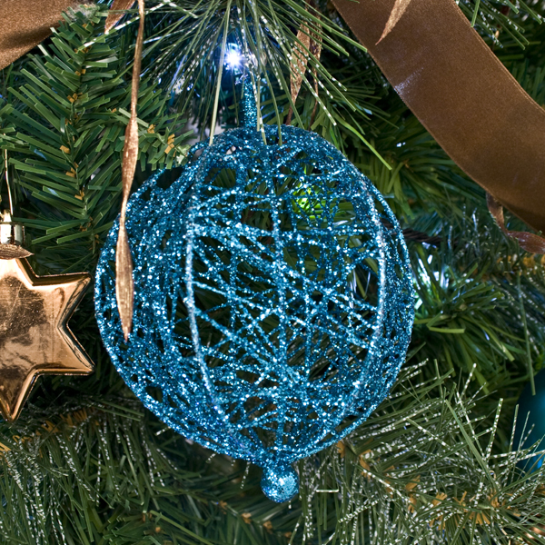 Decorative Turquoise  Wire Mesh Hanging Ball - 13cm