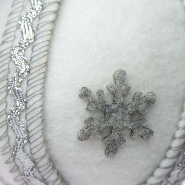 Snowflake Design Textile Hanging Ball with Ribbon
