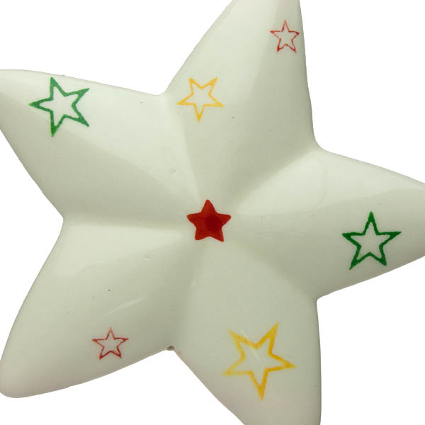 Ceramic Star Hanging Decoration With Painted Detail - 10.5cm