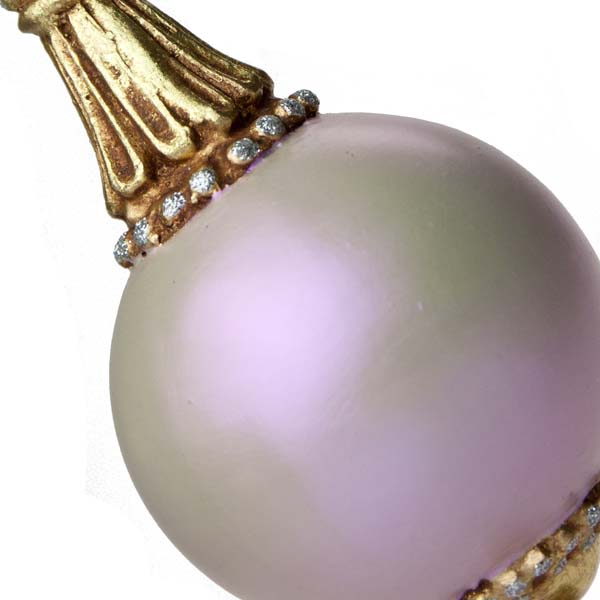 Ornate Iridescent Pink Round Ball with Droplet - 6cm
