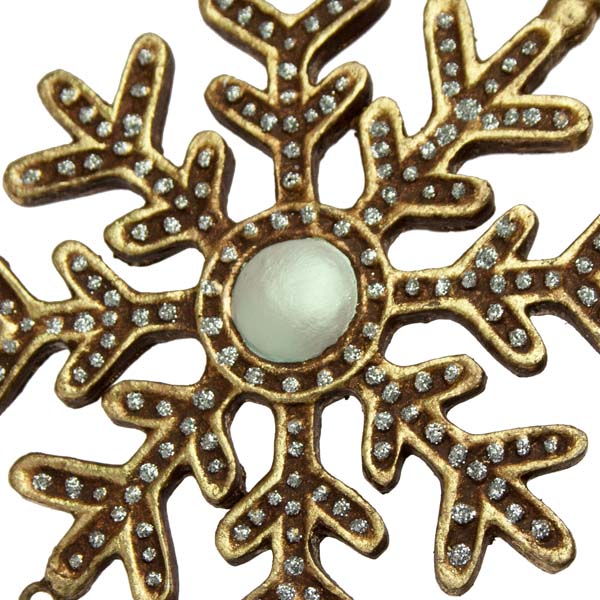 Ornate Iridescent Pale Green Snowflake Decoration with Droplet - 10cm
