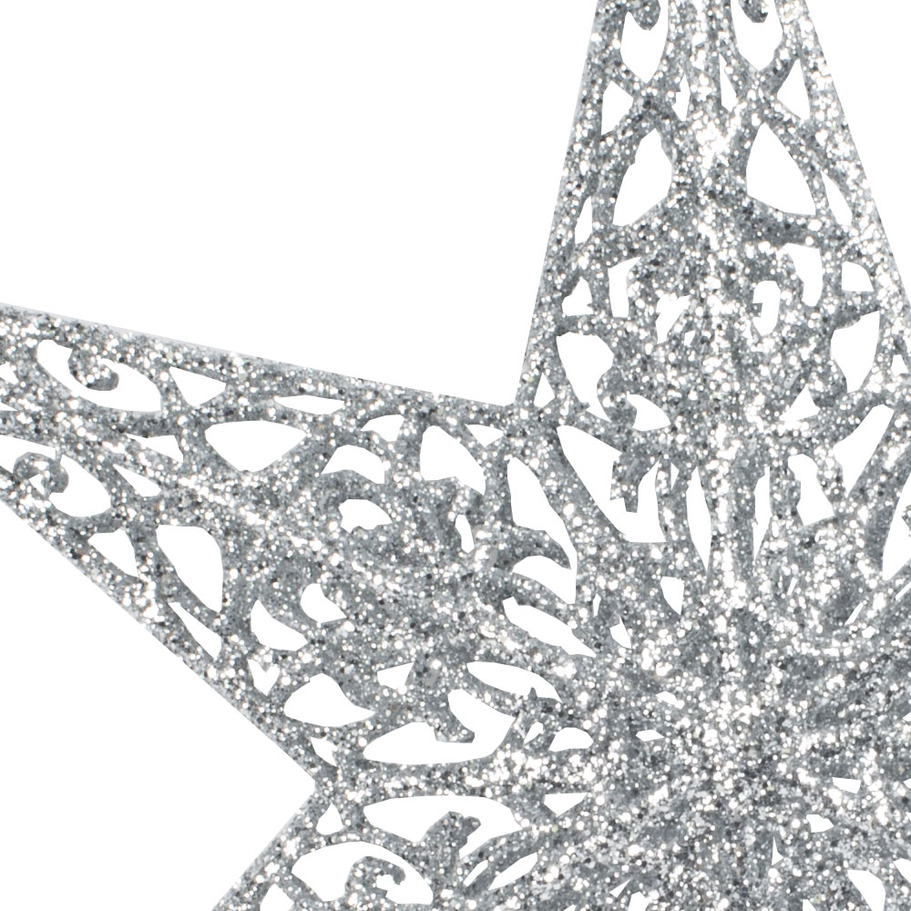 Hanging Silver Glitter 3D Filigree Star Decoration - 35cm