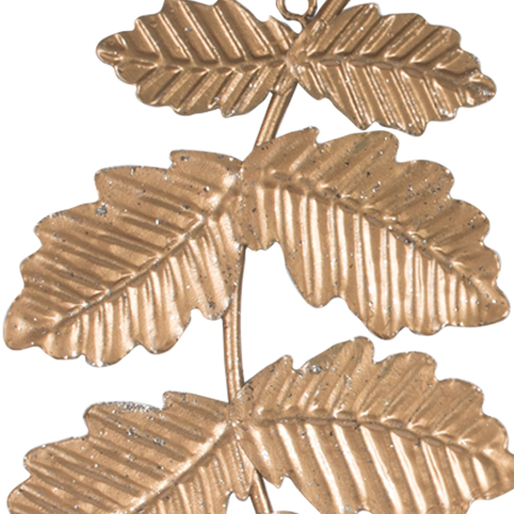 Matt Gold Metal Leaf Hanging Decoration - 8.5cm X 14cm