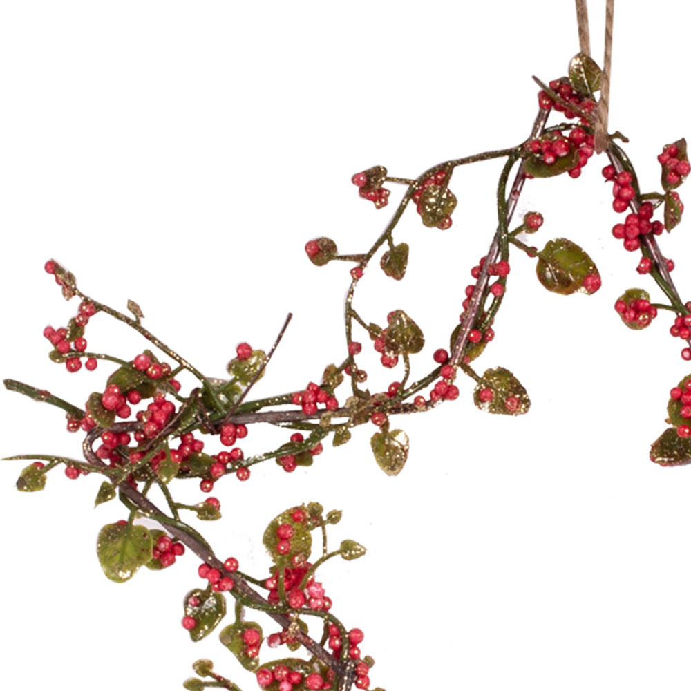 Metal Star Hanging Decoration With Berries - 20cm