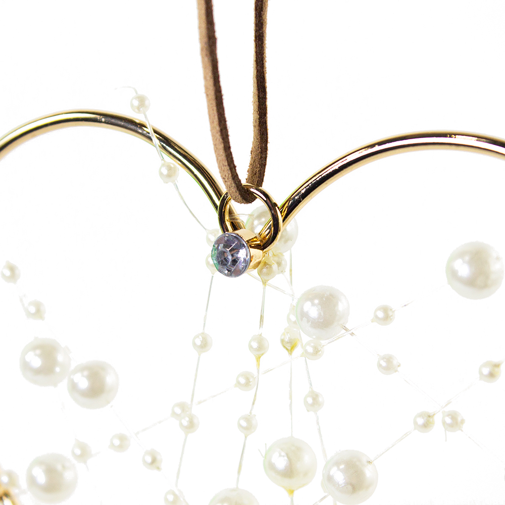 Heart With Pearls Hanging Decoration - 13cm