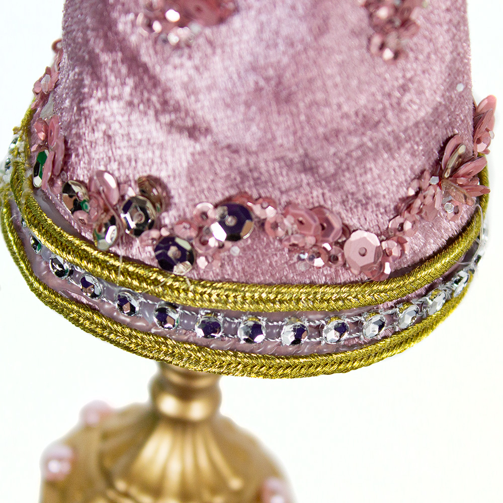 Pink Lamp Velvet & Sequin Hanging Decoration - 14cm