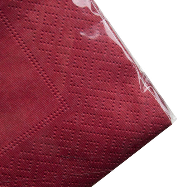 Pack Of 20 Plain Burgundy Red Moire Disposable Lunch Napkins