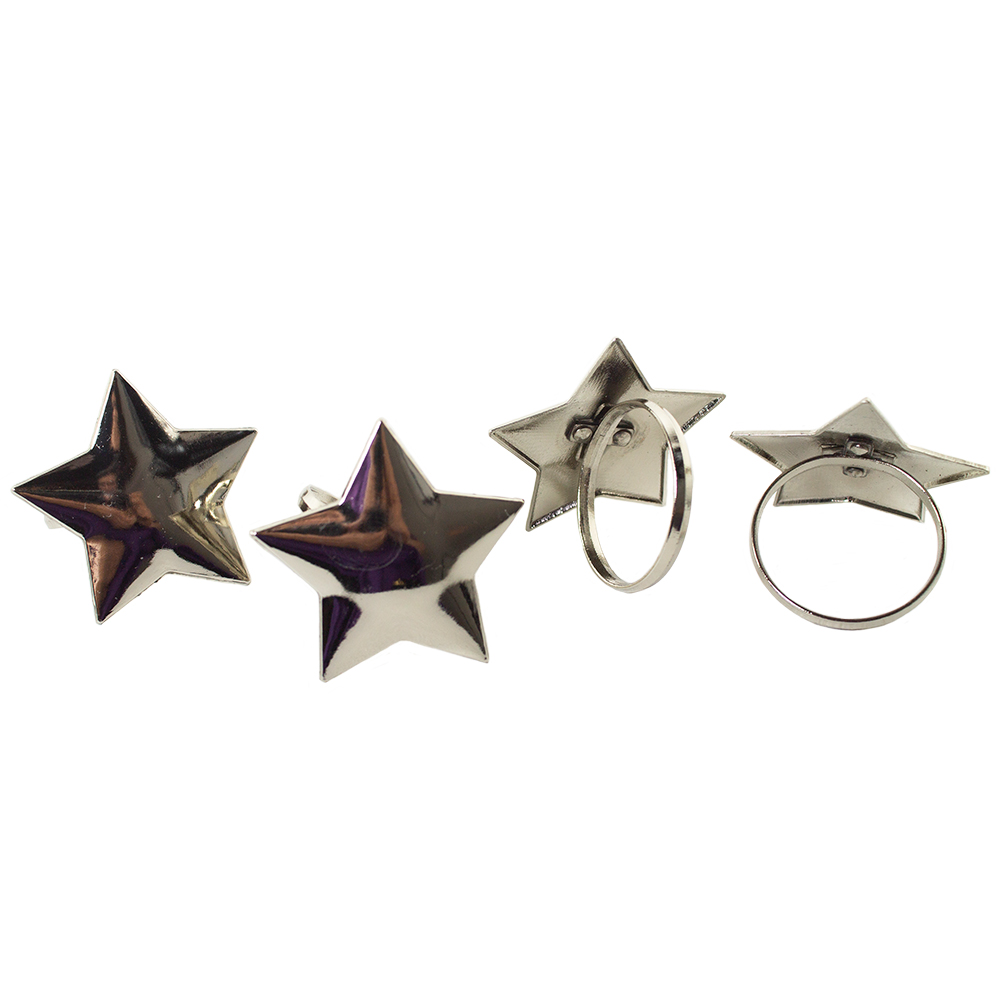 Pack Of 4 Silver Zinc Star Napkin Rings