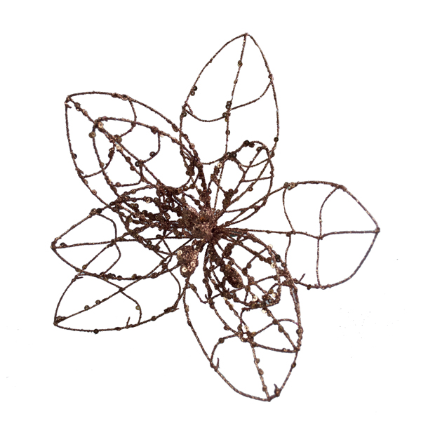 Copper Metal Wire Flower On Pick - 15cm