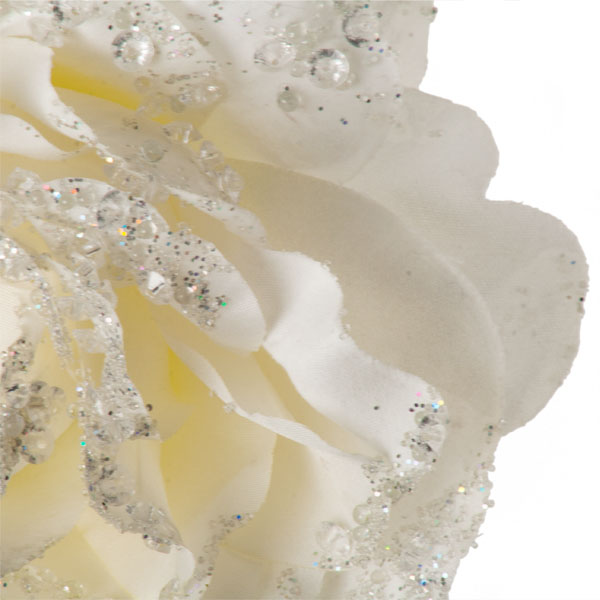 Cream Silk Sparkle Rose Clip - 14cm