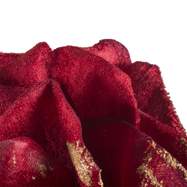 Decorative Red Velvet Rose On Clip - 25cm