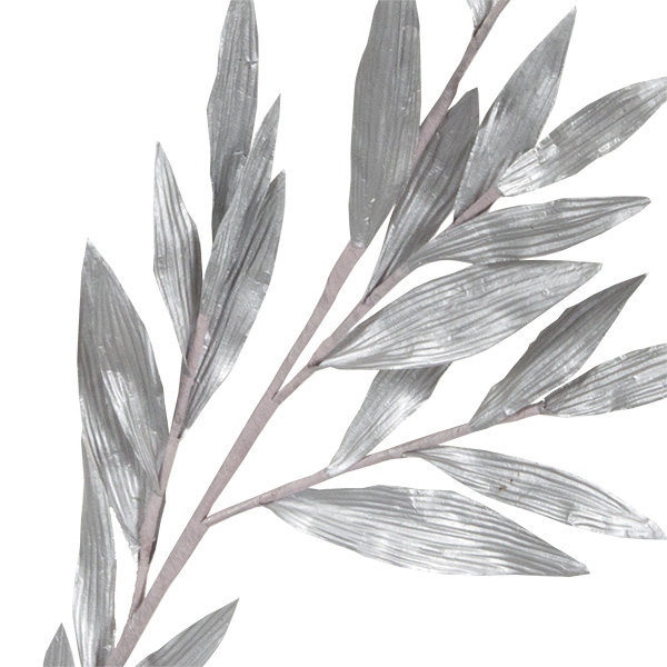 Silver Metallic Finish Leaf Spray - 81cm