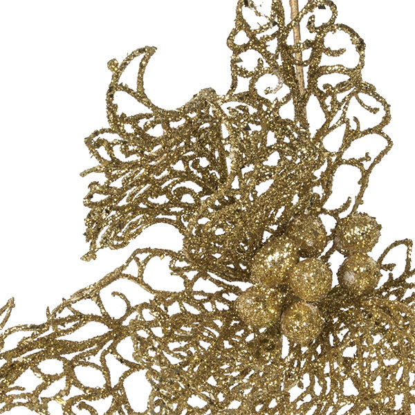 Gold Filigree Poinsettia Pick - 25cm