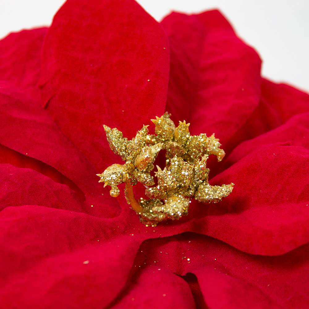 Red Fabric Poinsettia Clip - 26cm