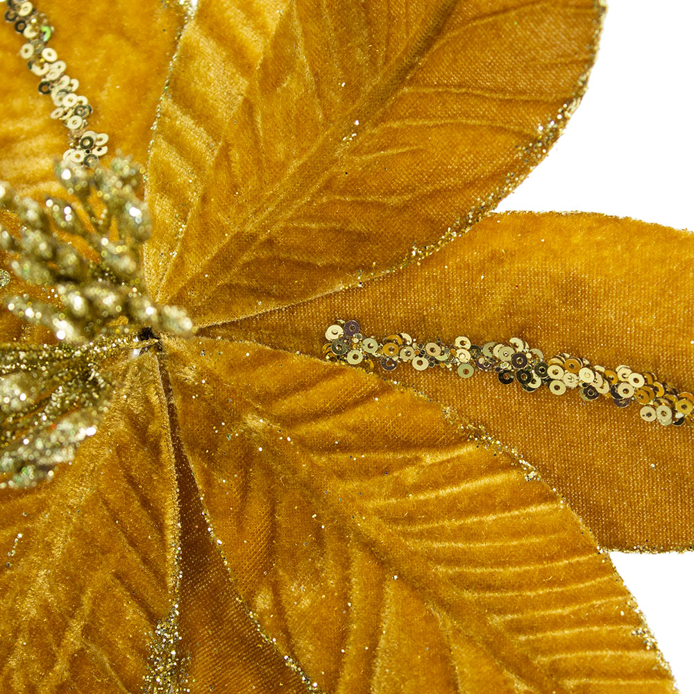 Gold Spangle Poinsettia Clip - 32cm