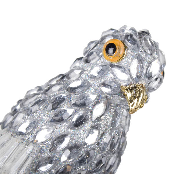 Decorative Silver Parrot On Pick - 20cm