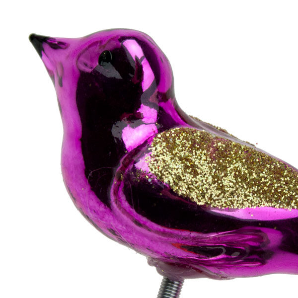 Gisela Graham Pink Glass Clip On Bird With Pink Tail - 6cm