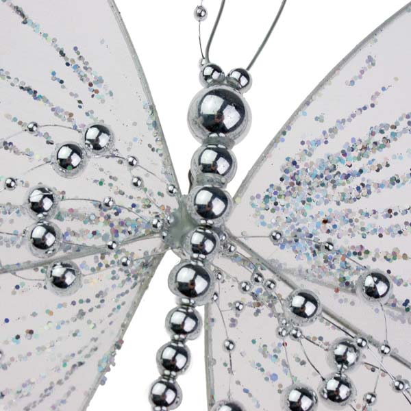 Decorative Silver Net Butterfly on a Clip - 34cm x 30cm