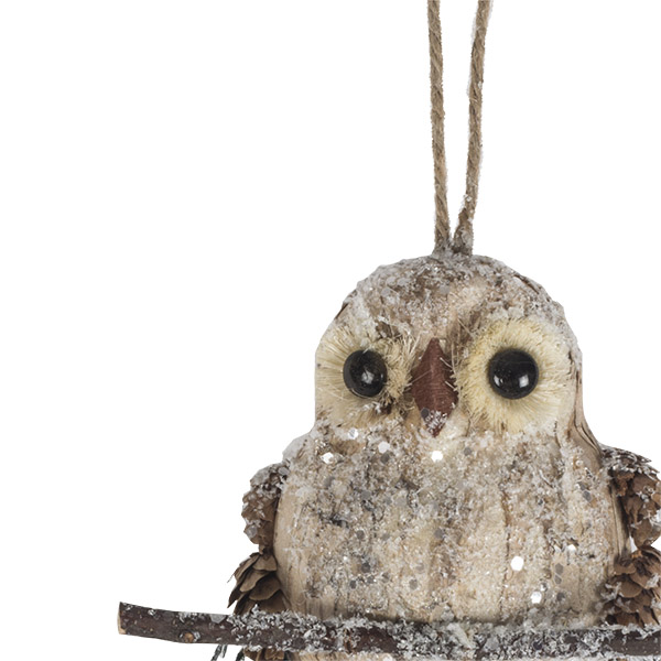 Natural Effect Owl Hanging Decoration - 8cm X 12cm X 20cm