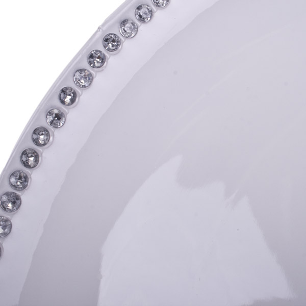 Diamante Edged Rimless Round White Charger Plate - 33cm Diameter